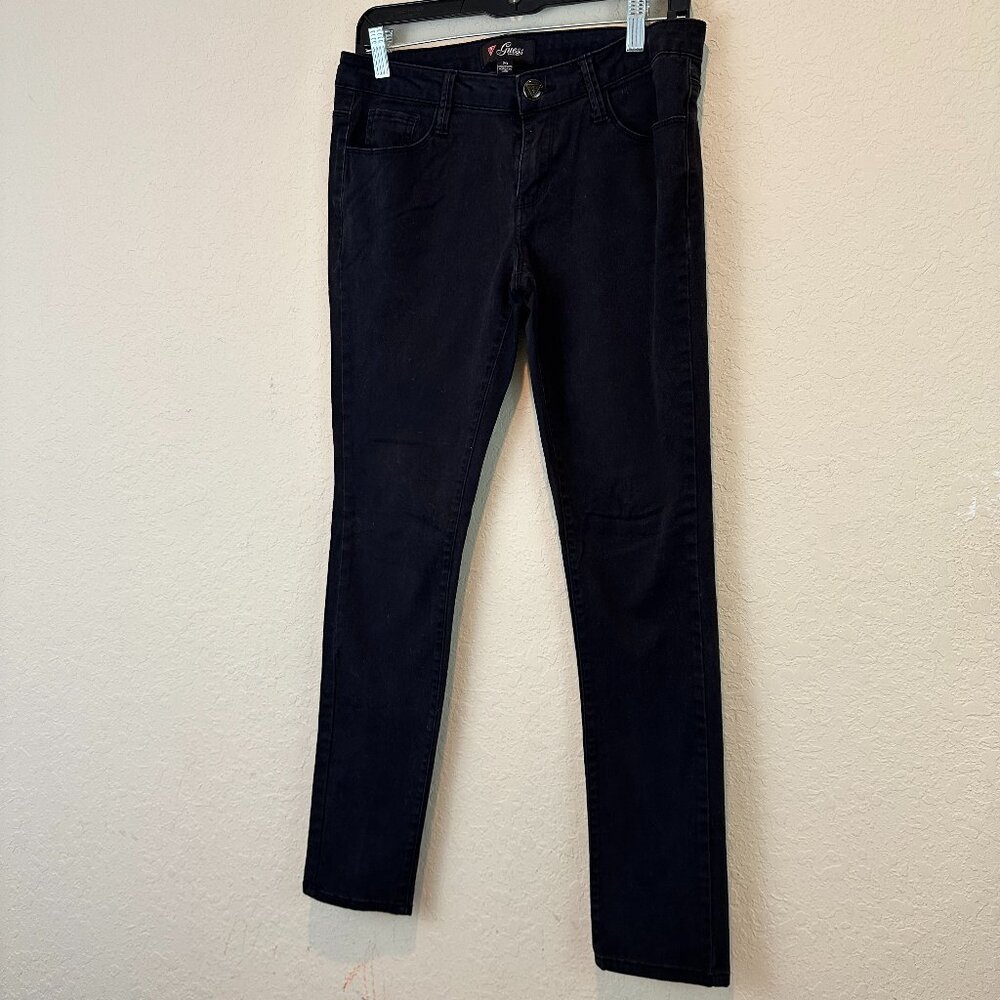 Guess Jeans Women 29 Black Mom Loose Fit Triangle Logo 90s Inseam 10 in High